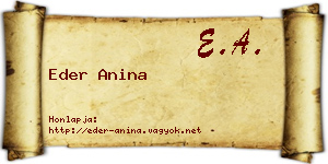 Eder Anina névjegykártya